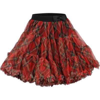 China Anti-wrinkle tartan tutu skirt ruffled design baby summer kids wear custom elastic organza waistband girls skirts fashion wholesale for sale