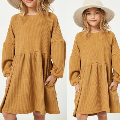 China Anti-wrinkle girl dress kids clothes girls dress custom wholesale kids wear vendor designers summer kids ribbed knit dress for sale