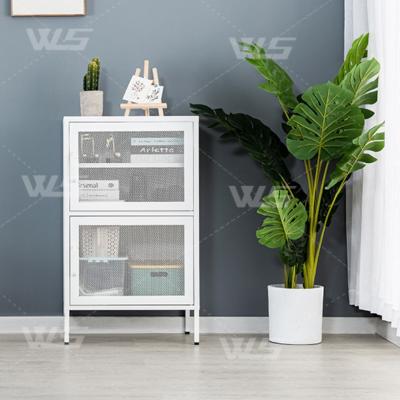 China Flip Corner Dresser Cabinet Two Mesh Door Four Drawer White 2021 Popular Storage Accent for sale