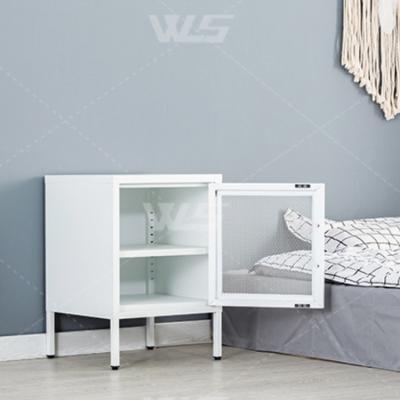 China Flip Living Room Furniture Customized White Color Two Door Cubby One Door Nightstand Night Table Cabinet for sale