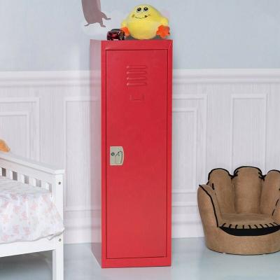 China Foldable Steel Wardrobe Manufacturers Kids Locker Safety Storage Kids Single Door Wardrobe Cabinet for sale