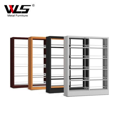 China Commercial furniture WLS school library metal bookcase/shelves/wholesale metal book shelves for school library for sale