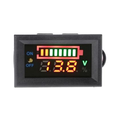 China Dual LED Display 12V Car Lead Acid Battery Charging Tester Level Indicator Lithium Battery Capacity Meter Tester 48x29mm/1.89x1.14inch for sale