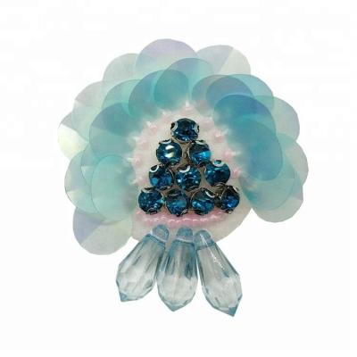 China handmade 3D iron on flower embroidery sequin beads sew on stick for sale