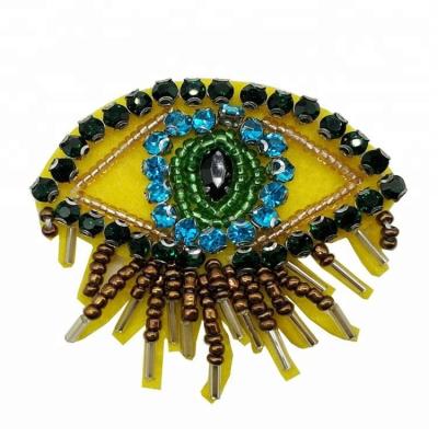 China handmade 3d iron on bead embroidery eye designs for sale