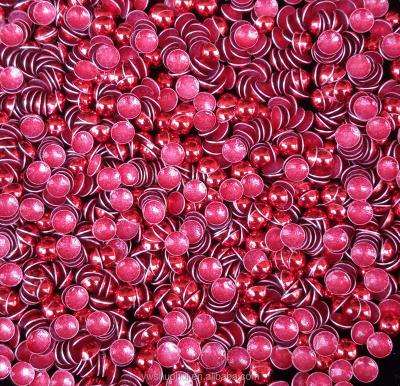 China Factory Sale Hot Fix Flatback Nailhead Studs 4MM Red Aluminum Heat Transfer Iron On Dome Half Pearl Bead For Apparel for sale