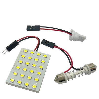 China Roof Lamp 12V 24 SMD Car Led Interior Light White Auto Panel DC 12V Indicating Lamp With T10 Festoon Adapters Dome Bulb 3017 for sale