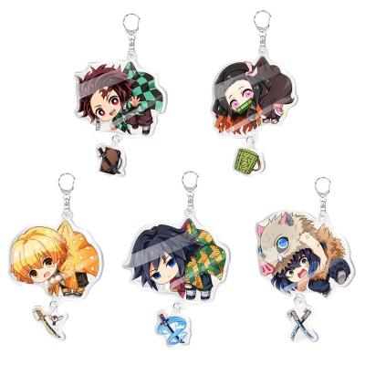 China Japan kimetsu no yaiba acrylic key chain double sided cute pendant key rings clear for sale