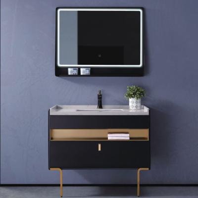 China Modern European Style Bathroom Sink Furniture Black Cabinet for sale