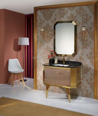 China Foshan Modern Large Wall Mirror BONNYTM YW-420 Vanity Gold Bathroom Cabinet for sale