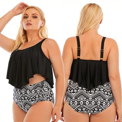 China Plus Size Plus Size Bikini Hot Selling Lift Up 2021 Women's Tankini Swimwear Two Piece Swimwear Plus Size Swimsuit for sale