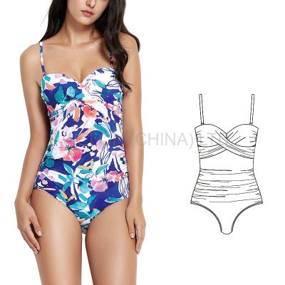 China Bikini 2021 One Piece Girl Women Tummy Control Designer Swimwear Breathable Beach Wear Swimwear With Floral Print for sale