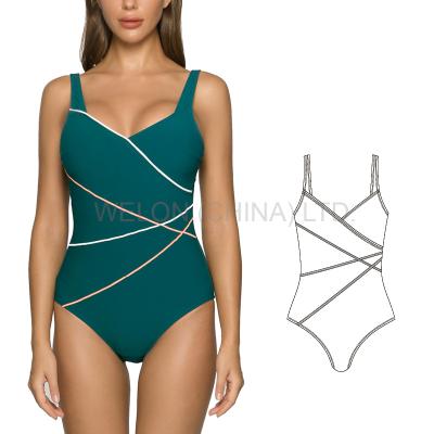 China Welon Breathable 2021 Breathable Customize Sporty LOGO Beach Wear Swimwear One Piece Swimsuit Women Swimwear for sale