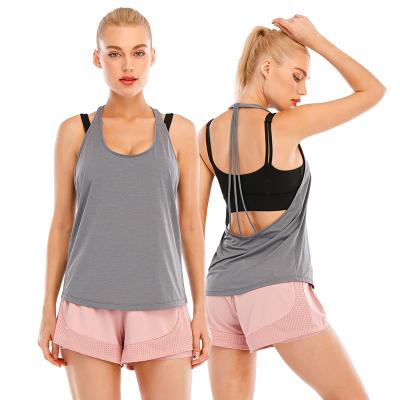 China Custom Breathable Sportswear Women Breathable Gym Yoga Clothes Beach Tops Sleeveless Sporty Tops for sale