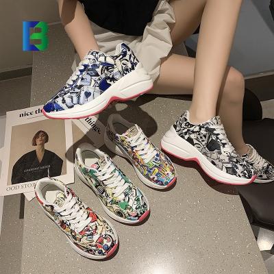 China Fashion trend since new style casual thick unique fashion sneakers camouflage women's graffiti sneakers for sale