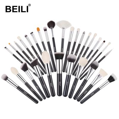 China BEILI 30pcs Skin-Friendly Beauty Sweeps Black Makeup Brochas Private Label Foundation Powder Concealer Contour Brush for sale