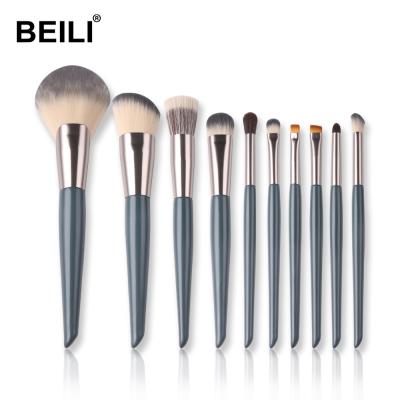 China 10pcs Soft Blue Vegan Synthetic BEILI Hair Makeup Brush Set Maquiagem Makeup Brushes Custom Logo Brushes Make Up Tools for sale