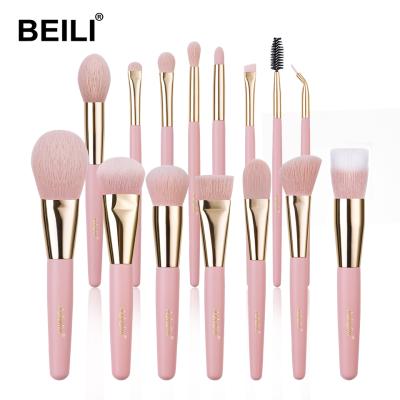 China BEILI Rose Golde Eye Long Lasting Professional Pink Makeup Brushes Synthetic Hair Eye Shadow Cutout Private Label Makeup Brush for sale