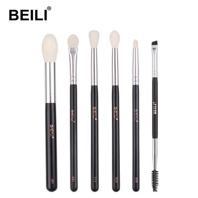 China BEILI Handle 6pcs Eyeshadow Brush Double Eyeshadow Pencil Makeup Brushes Black Wooden Makeup Set Makeup Brush Durable Goat Hair for sale