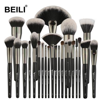 China BEILI 25PCS Synthetic Hair Makeup High Quality Durable Natural Goat Hair Makeup Brush Eyeliner Brushes Foundation Black Brush for sale