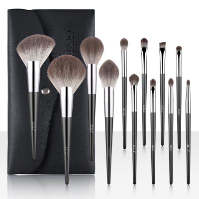 China BEILI brochas de maquillaje profesional 12PCS durable beauty brushes wool nano fiber black wooden handle makeup brushes for sale