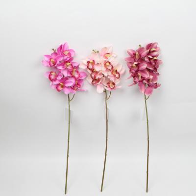 China HANDMADE Single Stem High Quality Seven Heads Lace White Artificial Orchids for sale