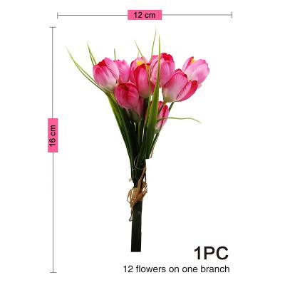 China Fashional HOT SALE artificial flowers home and inddor decoration artificial tulip 12 heads flower bouquet for sale