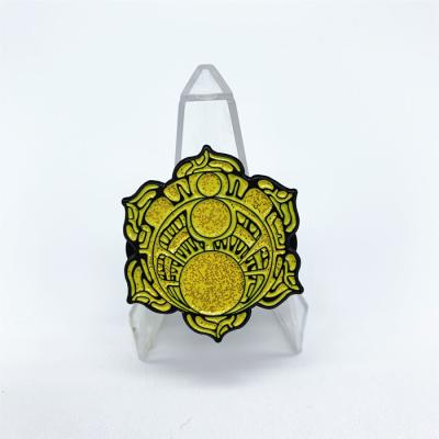 China Custom Logo Low Price Glitter Dye Black Soft Enamel Lapel Pin With Yellow Glitter for sale