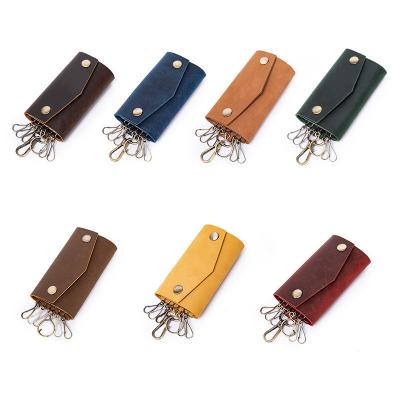 China European car promotion gift factory first layer key chain leather bag retro key direct leather bag for sale