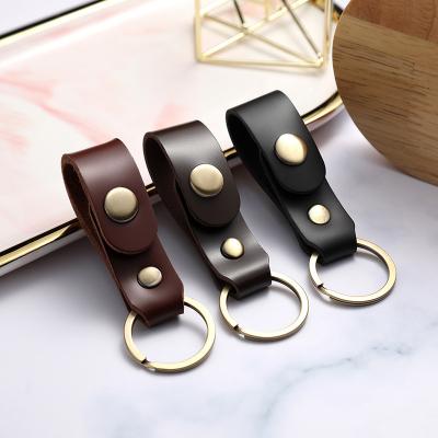 China Gifts Waist Car Gunuine Handmade Empty Hung Key Chain Leather Key Chain With Metal Button for sale