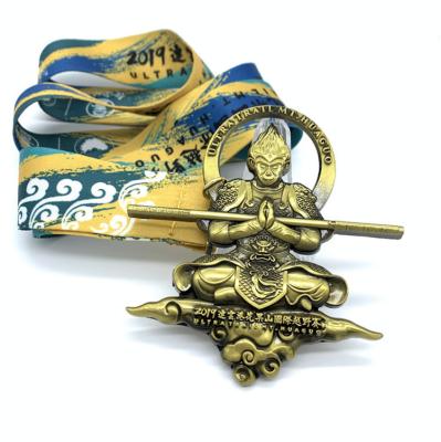 China Europe Customized Design 3d Die Casting Back Antique Stamp Bronze Medal Medals With Ribbon for sale