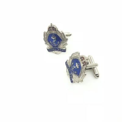 China Promotion shirts factory direct custom logo silver royal navy cufflinks souvenir for men for sale