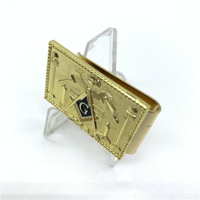 China Promotional Rectangle Mason Gifts Custom Metal Silver Gold Masonic Clip With Logo for sale