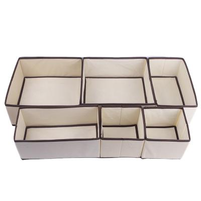 China 6pcs Stocked Set Foldable Non-woven Organizer Cloth Storage Box Divider Closet Dresser Drawer Household Items Underwear Cloth Organizer for sale