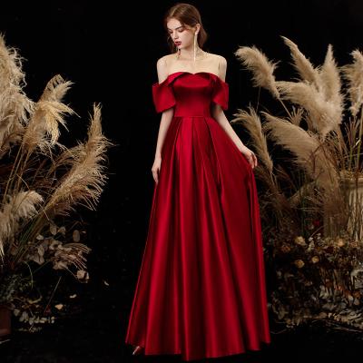 China 2022 Anti-static Wine Red Bridesmaid Dresses High Neck Beading Long Ankle Length Wedding Guest Line Maid Of Honor Prom Dresses New for sale