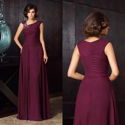 China Plus Size Purple Mother Of The Bride Dresses Beading A Line Elegant Sleeveless V Neck Floor Length For Even Party Formal Mother Dresses for sale