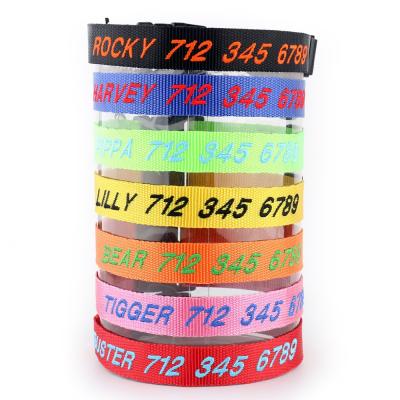 China Lights Custom Embroidered Nylon Manufacturer Personalized Dog Collar for sale