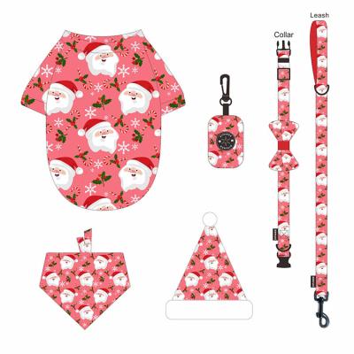 China 2021 New Padded Customize Pattern Dog Clothes Bandana With Matching Dog Collar Leash Set for sale