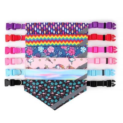 China Wholesale Custom Print Bandana Stocked Logo Design Neckwear High Quality Dog Bandana Pet Scarf Dog Collar for sale