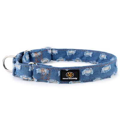 China Wholesale Custom Customized Comfortable Adjustable Martingale Denim Dog Collar for sale