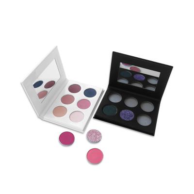 China DIY Other Eyeshadow Colors 6 Hole Eyeshadow Palette Black White Custom Your Own Logo Mini Cruelty Free Eyeshadow Palette for sale