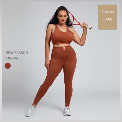 China New Breathable Sports Seamless Yoga 2 Piece Set Gym Clothing For Women Workout Yoga Set Butt Lifting Yoga Set Brown Plus Size for sale