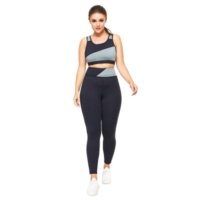 China Factory supply breathable woman plus size 4xl sports wear bra with tights leggings 2pcs yoga set fitness woman equipments for sale