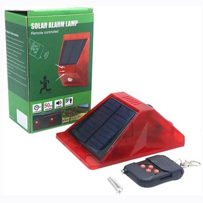 China Waterproof Wireless Solar Farm Orchard Garden Villa Farm Orchard Security and Outdoor Battery Motion Sensor Siren Energy Alarm 8 Led Light Solar Alarm for sale