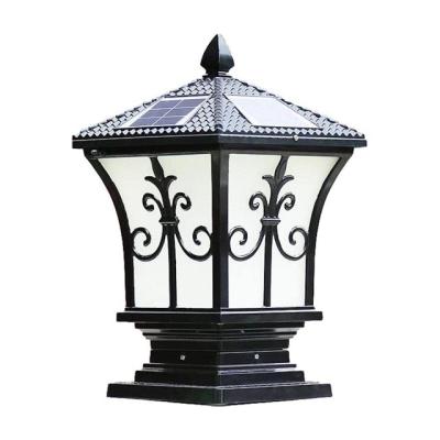 China Outdoor Solar Garden/Lawn/Gate/Park Post Light IP65 IP65 Aluminum Waterproof Lamp Frosted Glass Lantern for Garden Yard Porch Pathway for sale