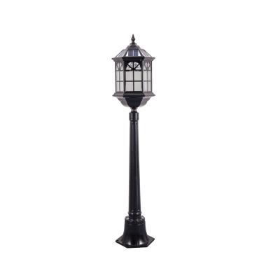 China Post Lamp Vintage Aluminum Outdoor Solar Patio Pathway Barrier Pillar Lights Bright White Matrix Cast Alumin /Warm Pentecost LED Lighting Post for sale