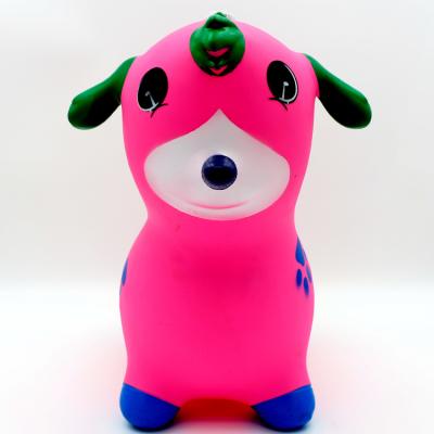 Cina Environment friendly PVC pink spotted dog animal toy bungee dog with music and light in vendita