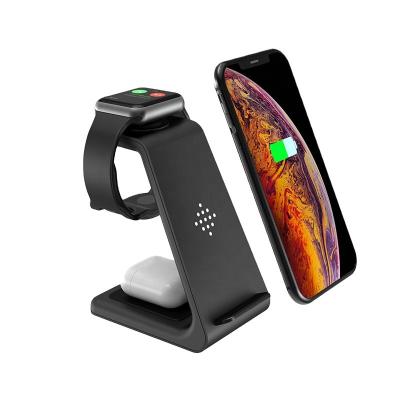 China QC2.0 3 In 1 Pad 15W Fast Charging Wireless Phone Charger Wireless Chargers For Smart Cell Phones Watch Airpods for sale