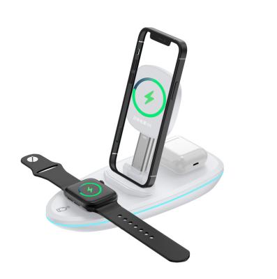 China Mobile Phone 3 in 1 Fast Wireless Charging Station Qi Wireless Charger Stand Dock For Apple Products Multiple Devices for sale