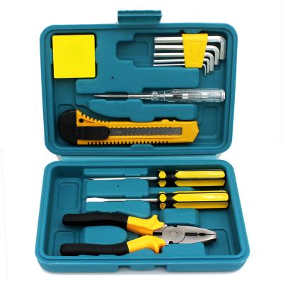 China Household Gift hardware tool set Small 12-piece household kit 11-piece electrician's kit combination pliers screwdrivers hex key tool box for sale